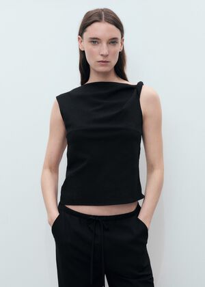 Asymmetrical draped top with straps