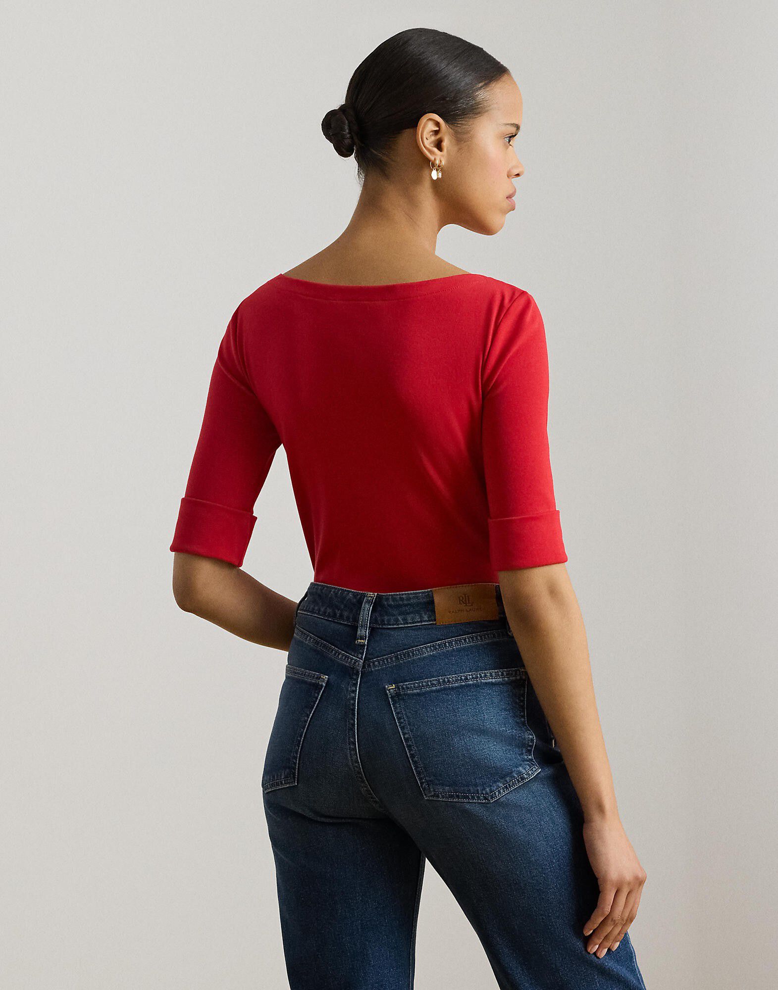 Stretch Cotton Boatneck Tee