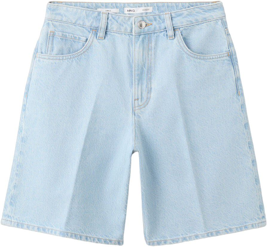 High-waist straight-fit denim short