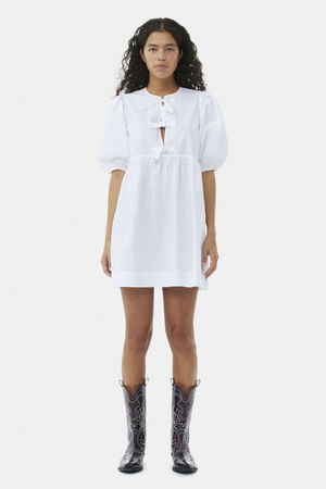 Cotton Poplin Tie String Mini Dress