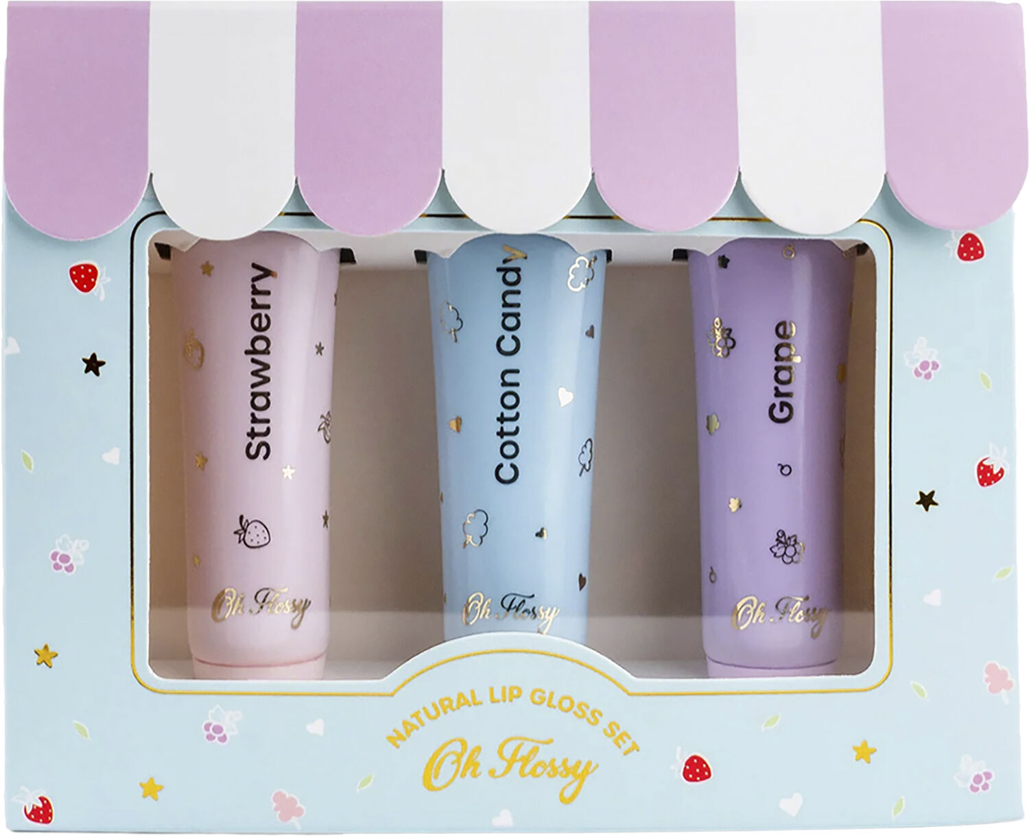 Oh Flossy - Naturlig Lip Gloss - S&aelig;t med 3