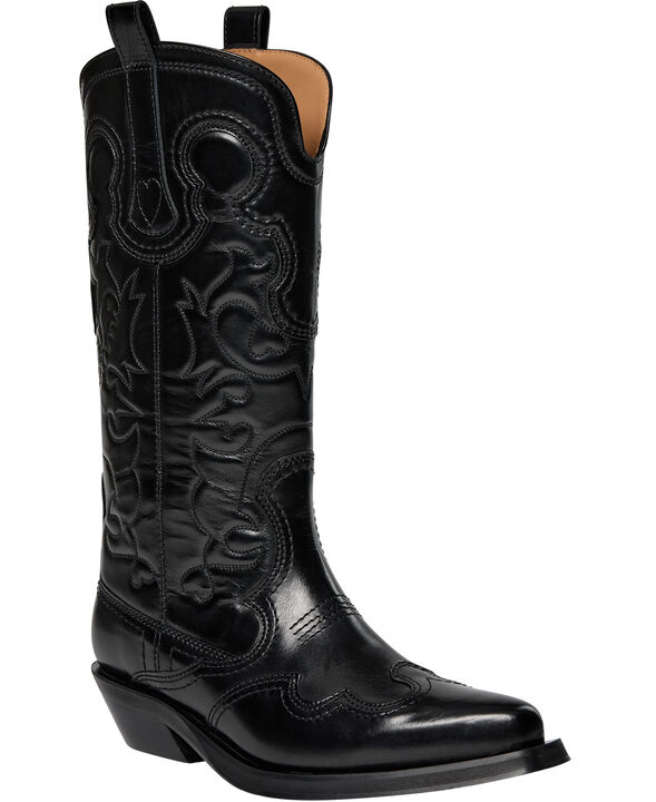 Mid Shaft Embroidered Western Boot