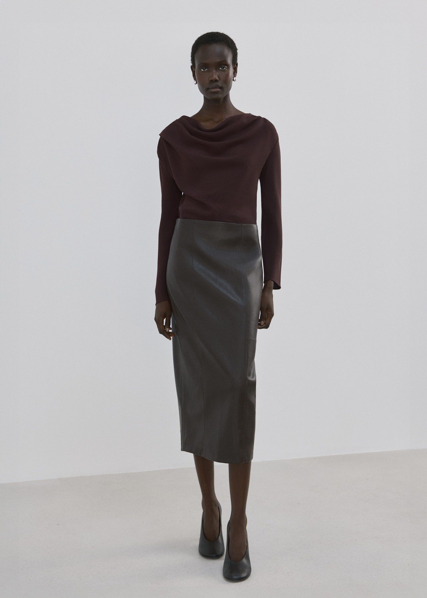 Blouse with asymmetrical neckline