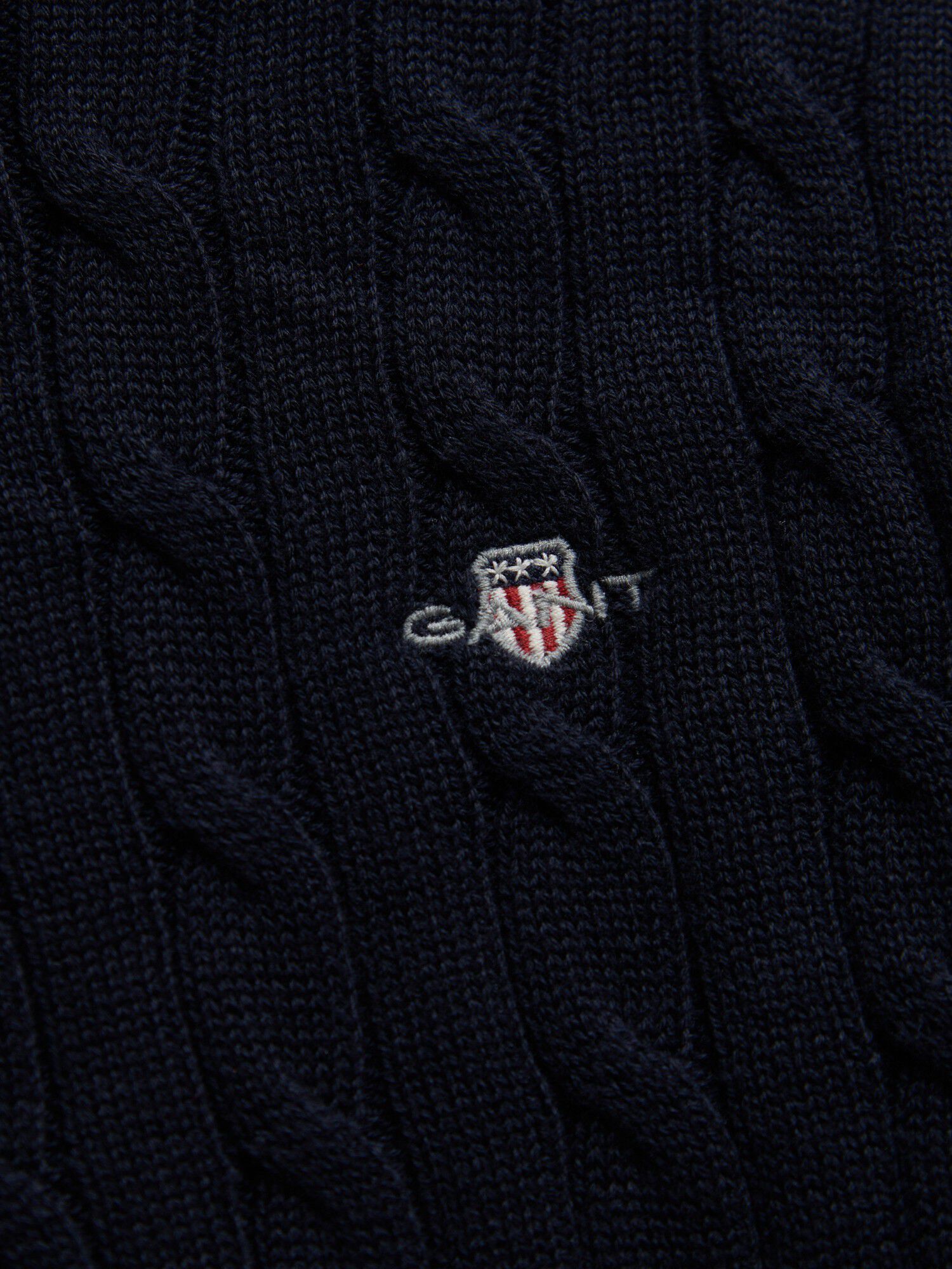 Shield Cotton Cable Neck Sweater