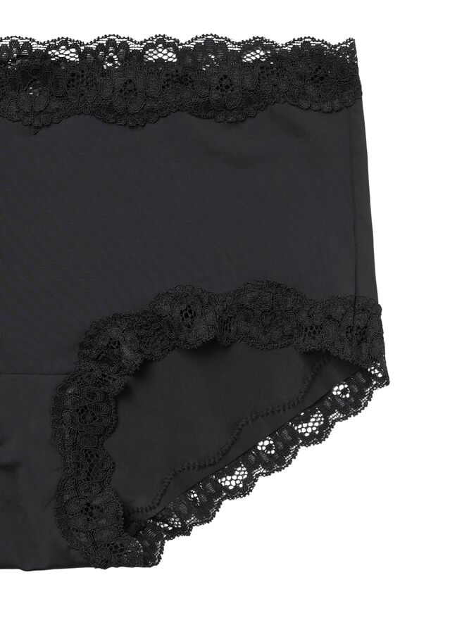 Trusser med normal talje og blondekant