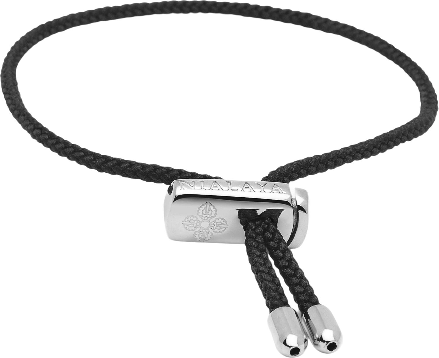Men's Black String Bracelet with Adjustable Stainless Steel Lock