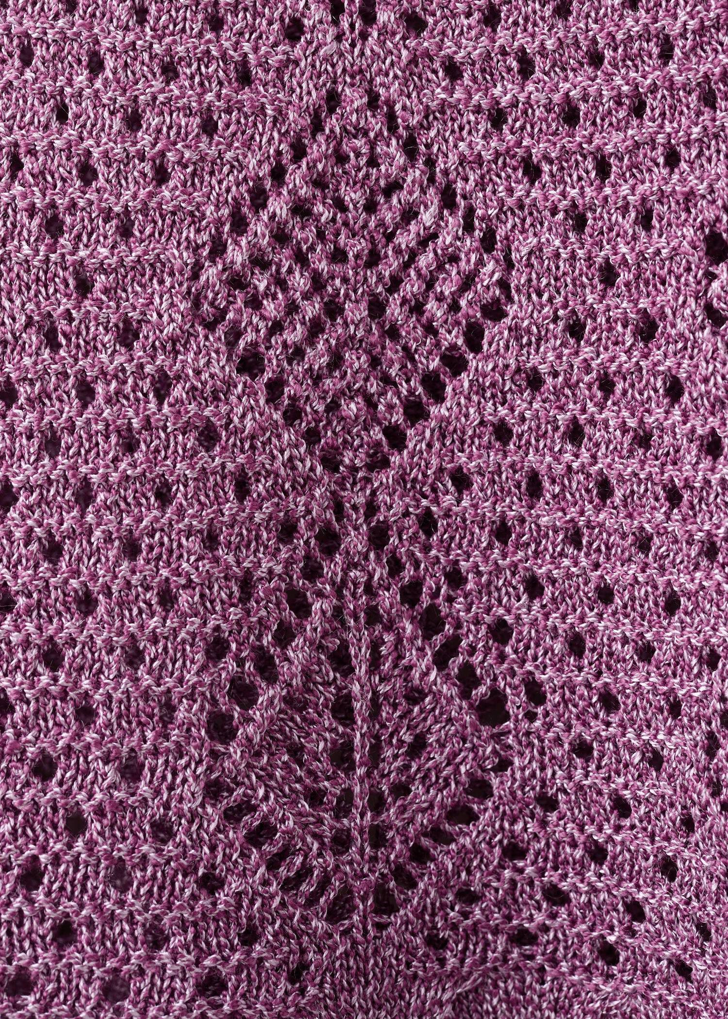 Scalloped frill lurex crochet top
