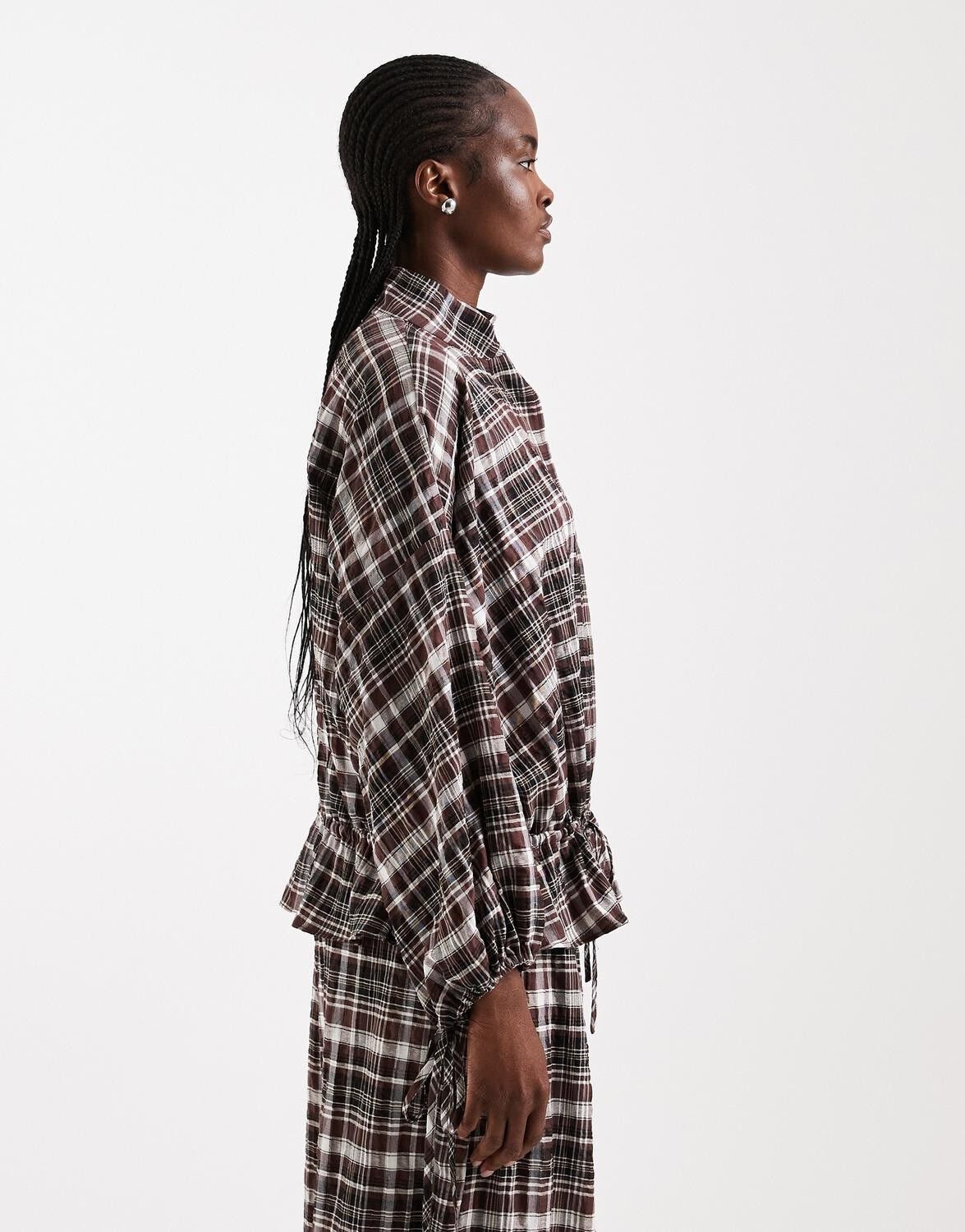 Tsdagmar Ls Check Funnel Neck Shirt Wvn