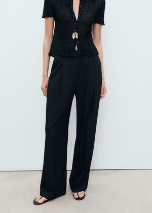 Wide leg pleated trousers