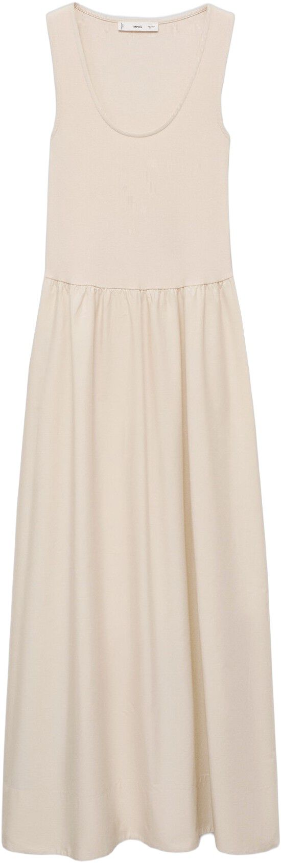 Flared dress in combined fabric