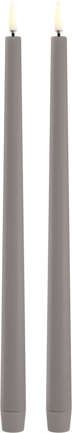 LED slim taper candle, Sandstone, Smooth, 2-pack, 2,3x32 cm