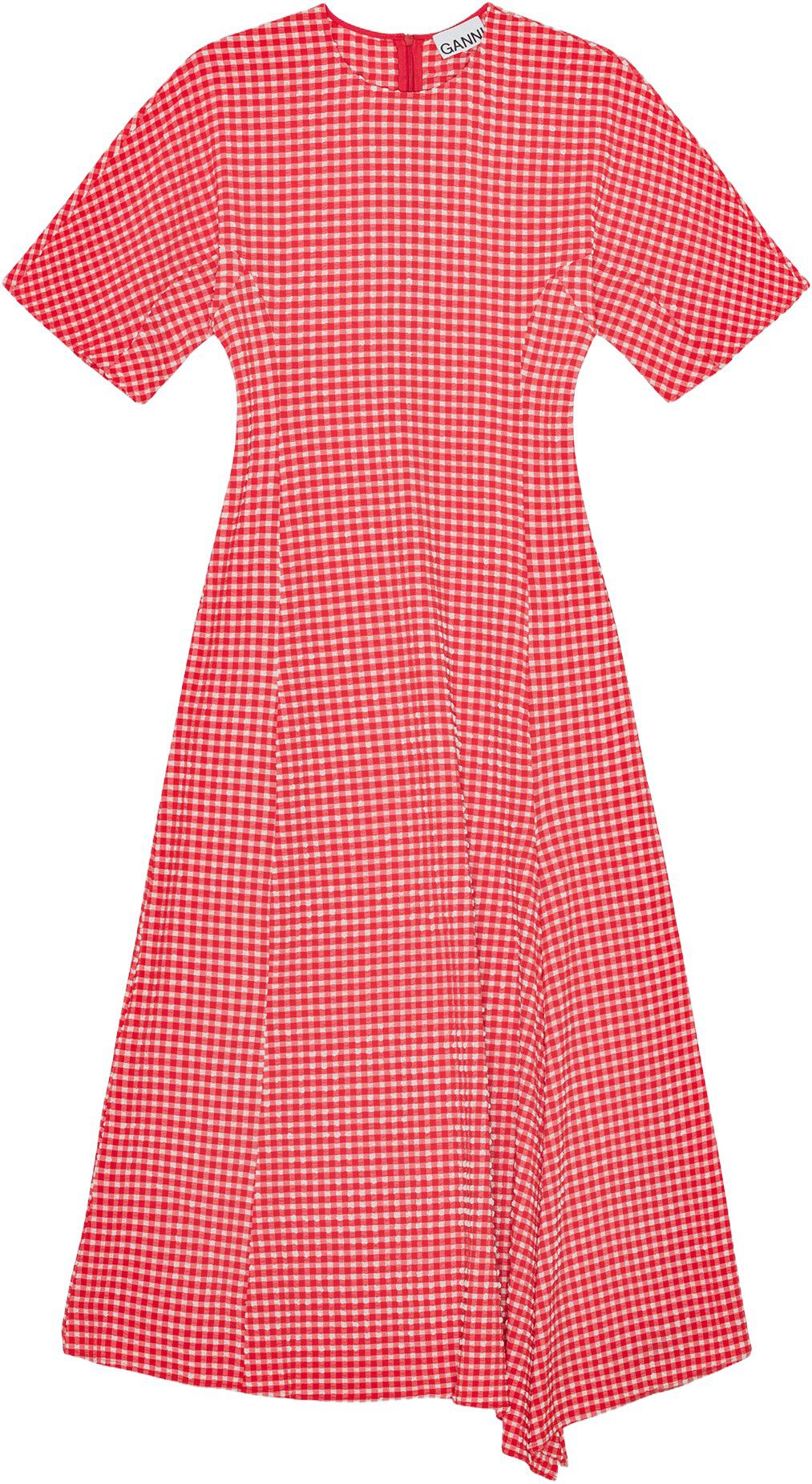 Stretch Seersucker Slit Long Dress