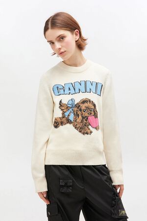 Graphic Wool Mix Fluffy Puppy Love