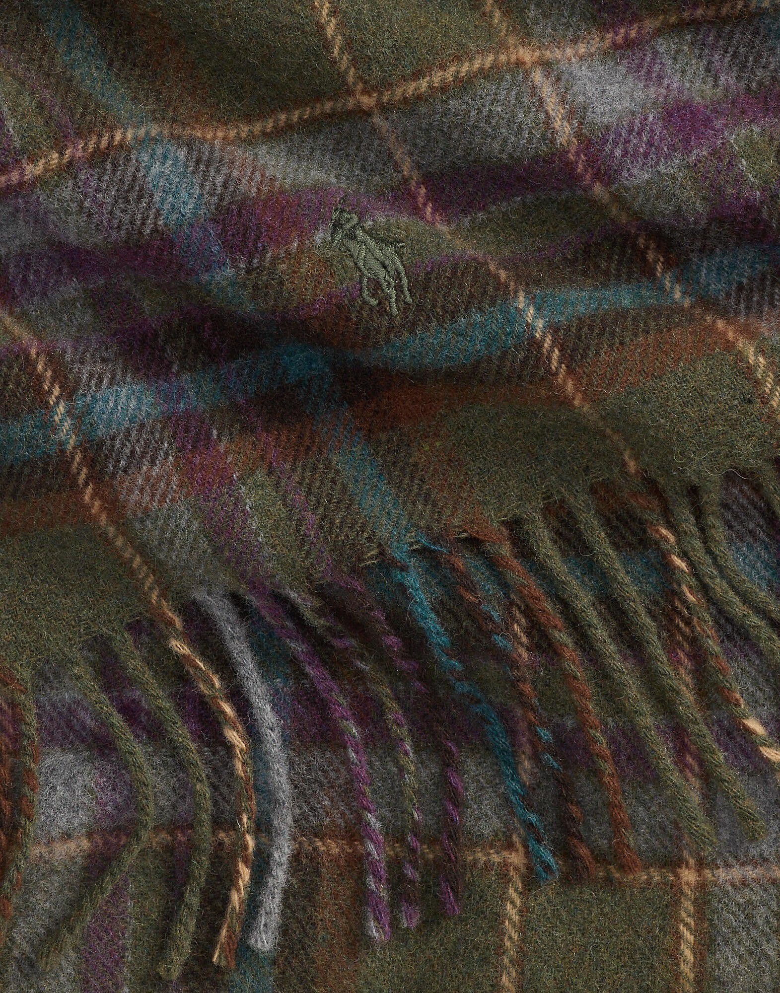 Plaid Fringe Wool Scarf