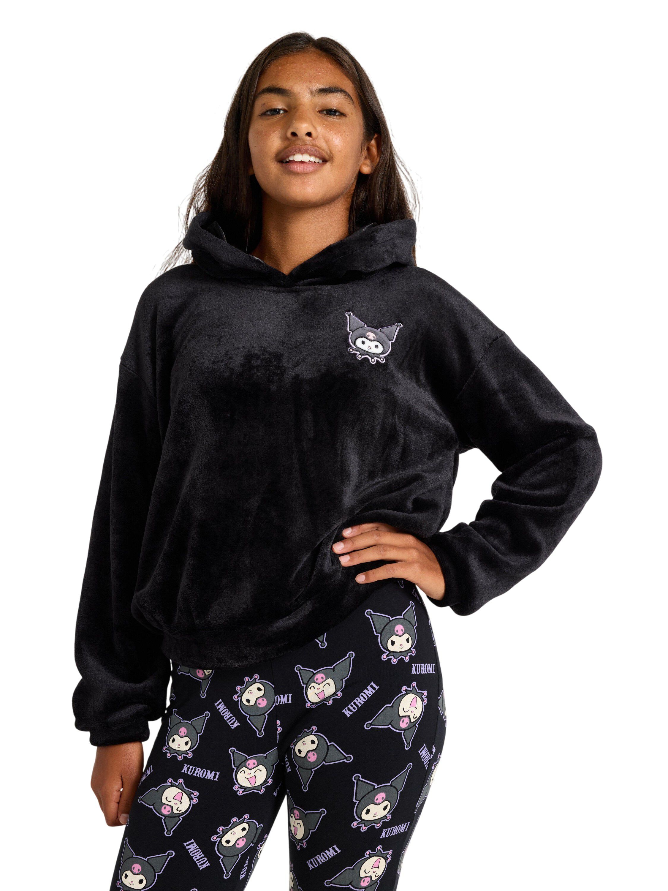 Cosy jumper in soft pile with a hoo