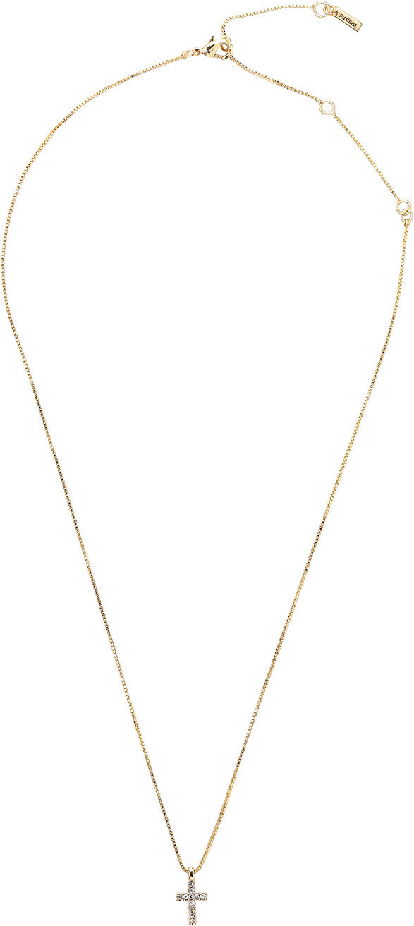 Halsk&aelig;de, Clara, Guldbelagt, Krystal