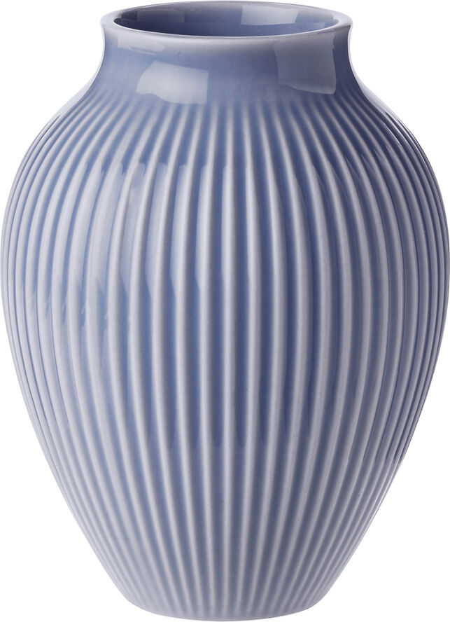 Knabstrup, vase, riller lavendelblå, 12,5 cm