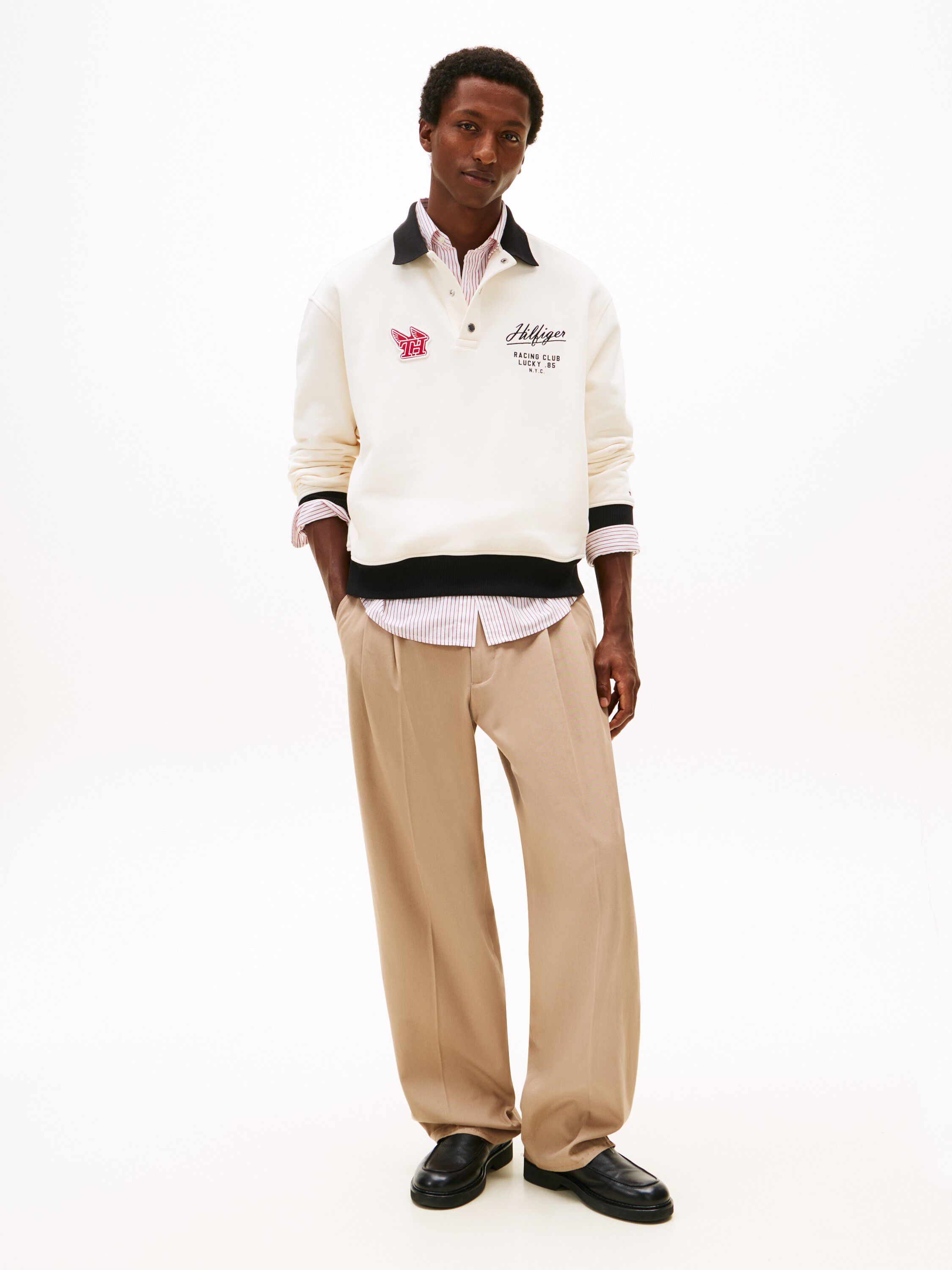 Logo Appliqu&eacute; Rugby Collar Sweatshirt