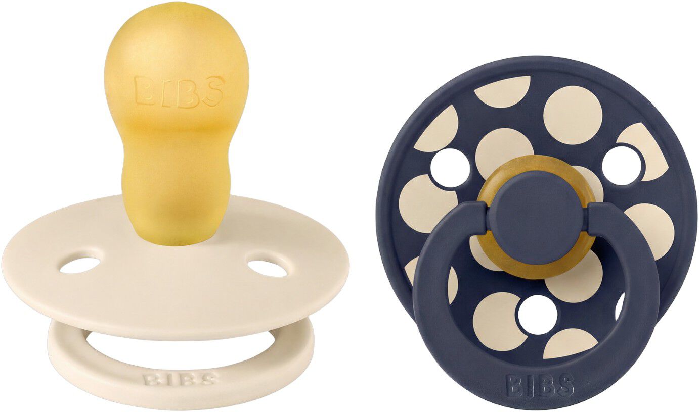 BIBS Pacifier Studio Colour 2 PACK Polka Mix Latex Size 3 Iv