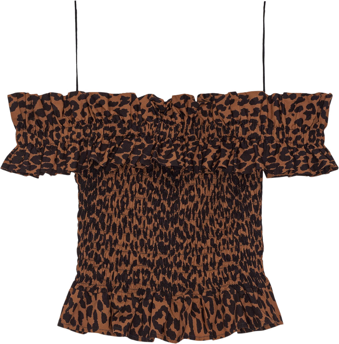 Printed Cotton Off-shoulder Smock T