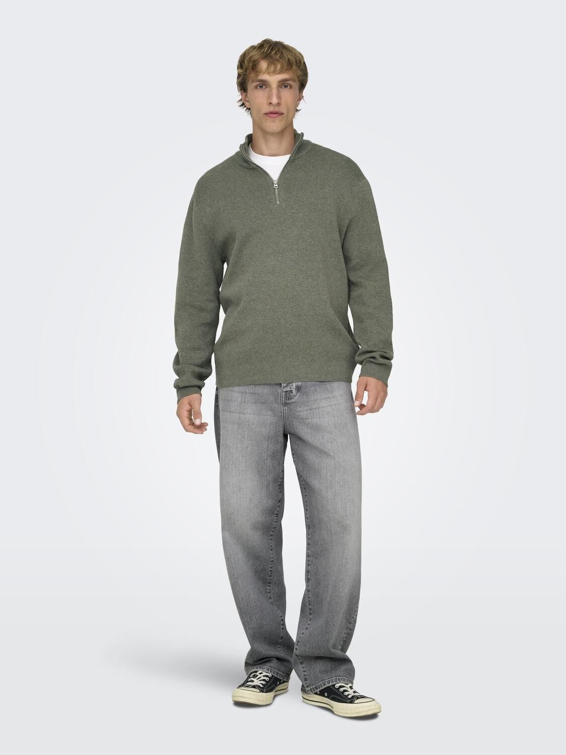 ONSTING LIFE REG HALF ZIP KNIT NOOS