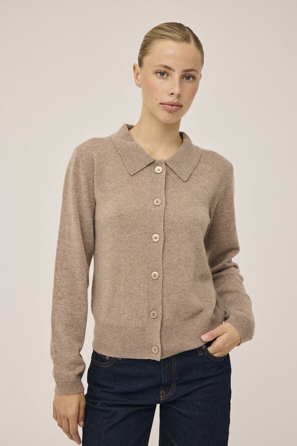 Mabel 15 Langærmede polo strikcardigan - 100% Cashmere
