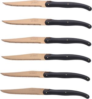 Kniv 1. 2MM Laguiole, 6 stk, SORT, TR&AElig;BLOK