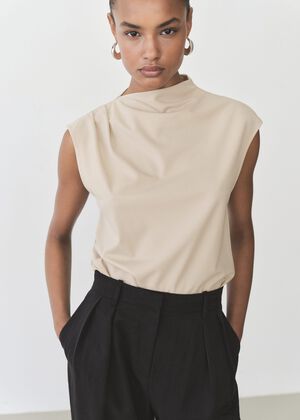 T-shirt with gathered asymmetrical