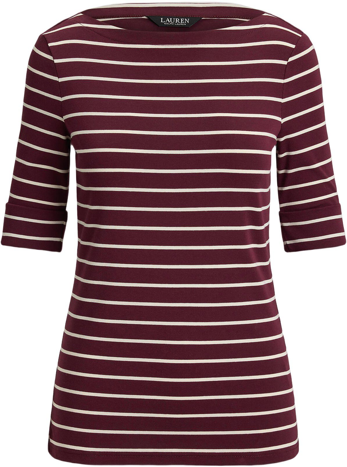 Striped Stretch Cotton Boatneck Tee