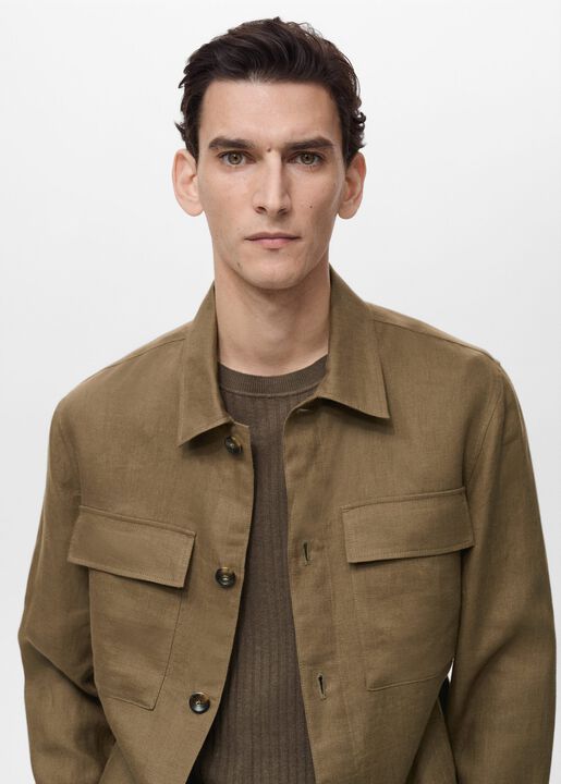 100% linen overshirt with pockets