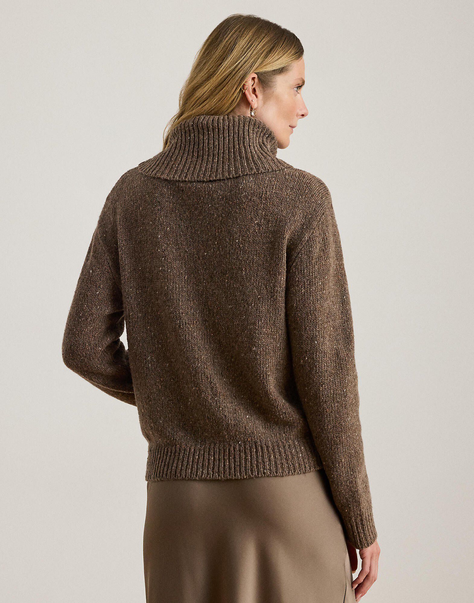 Buckle-Trim M&eacute;lange Turtleneck Sweater