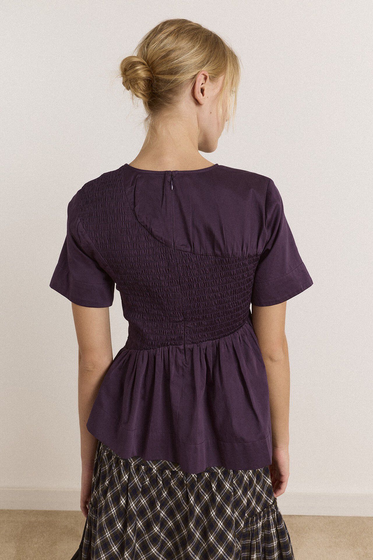 EMMY SHIRRED TOP - PLUM
