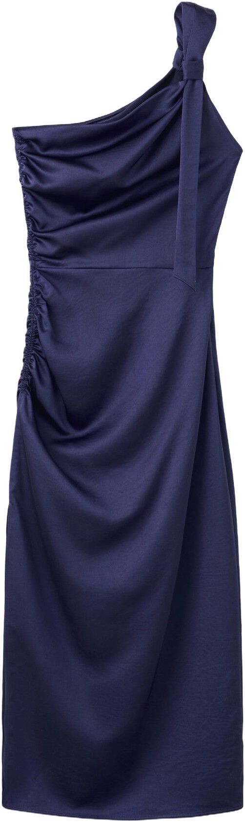 Asymmetrical dress with side gather