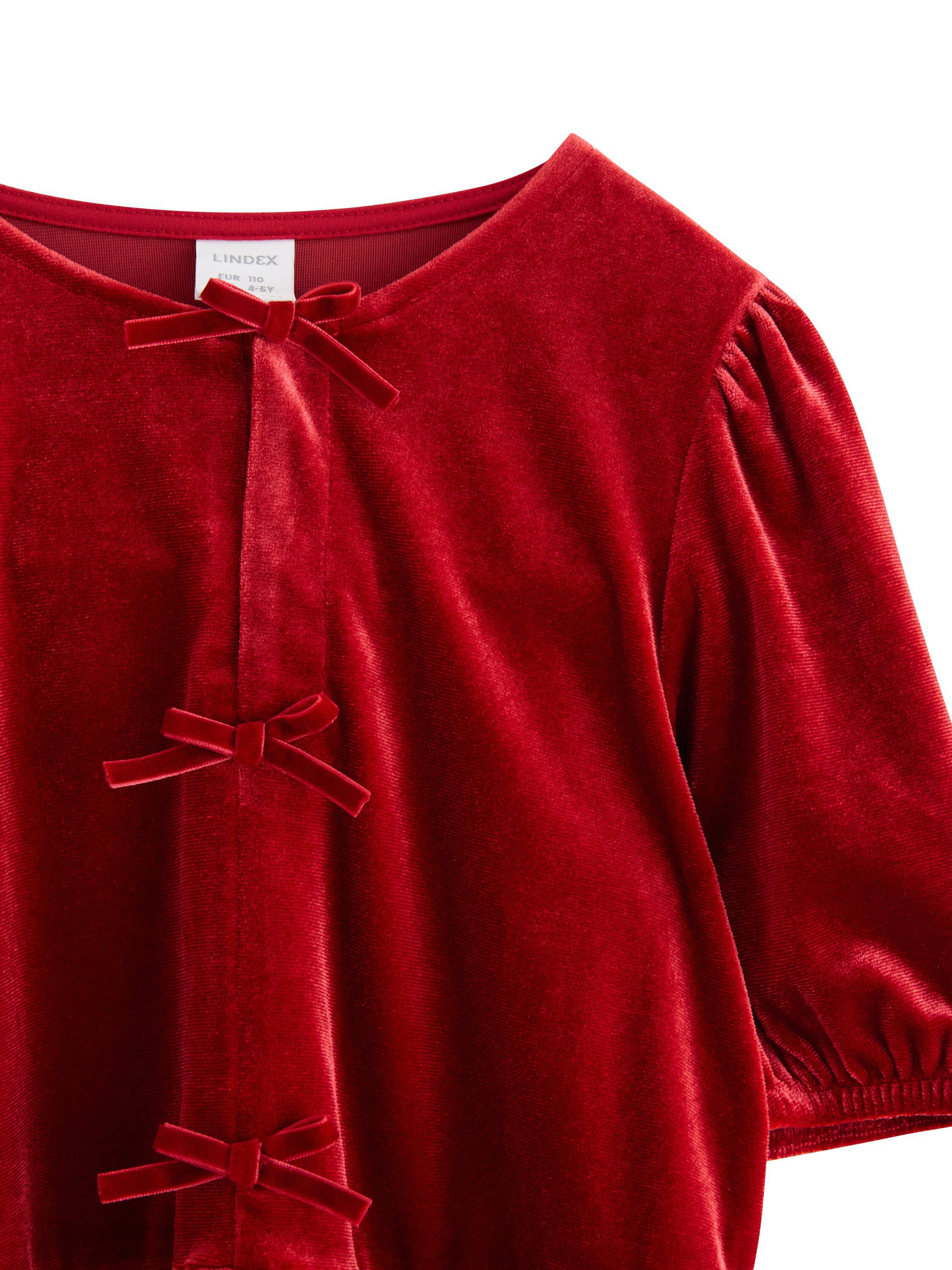 Top in velvet with short puff sleev