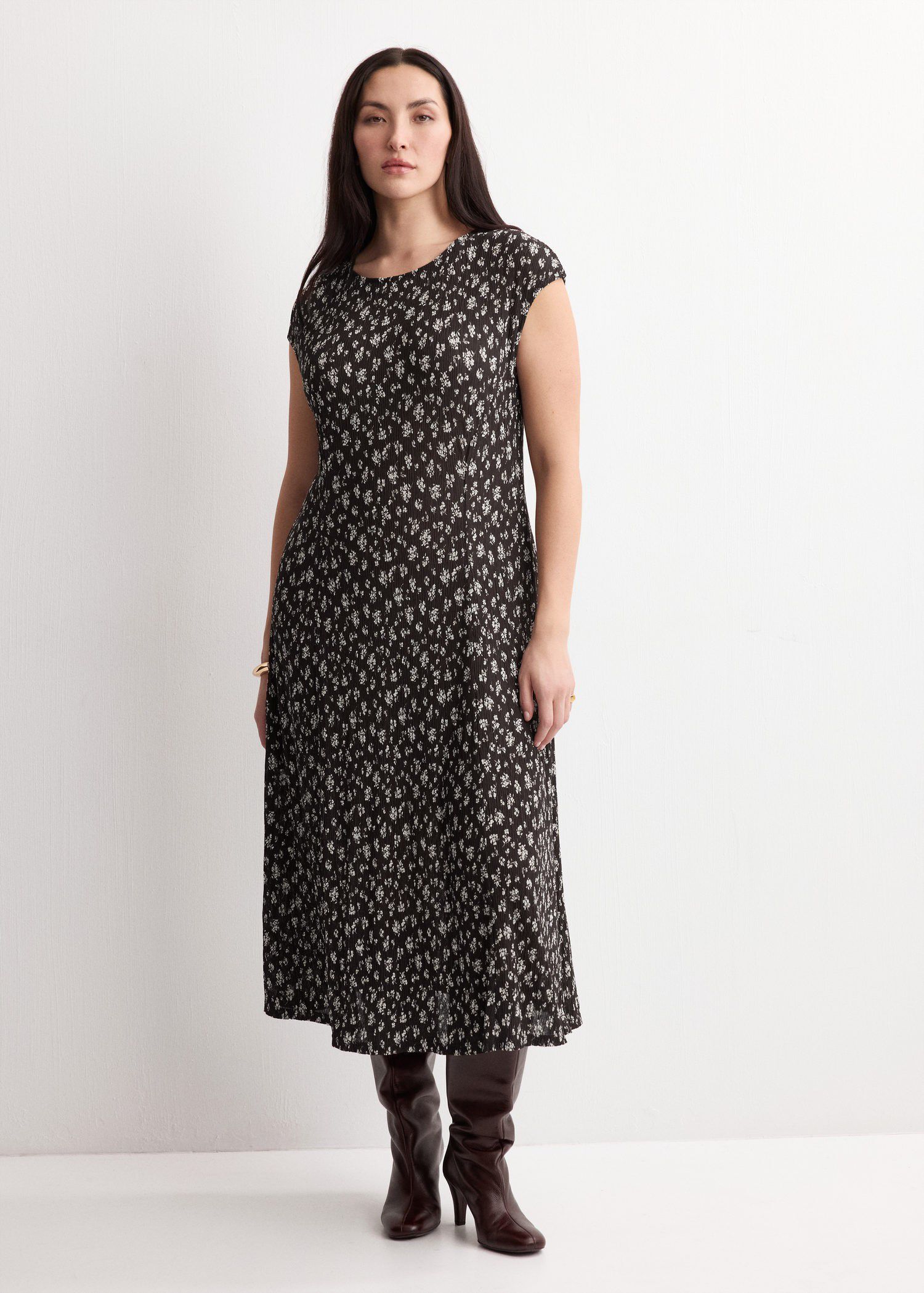 Floral-print midi-dress