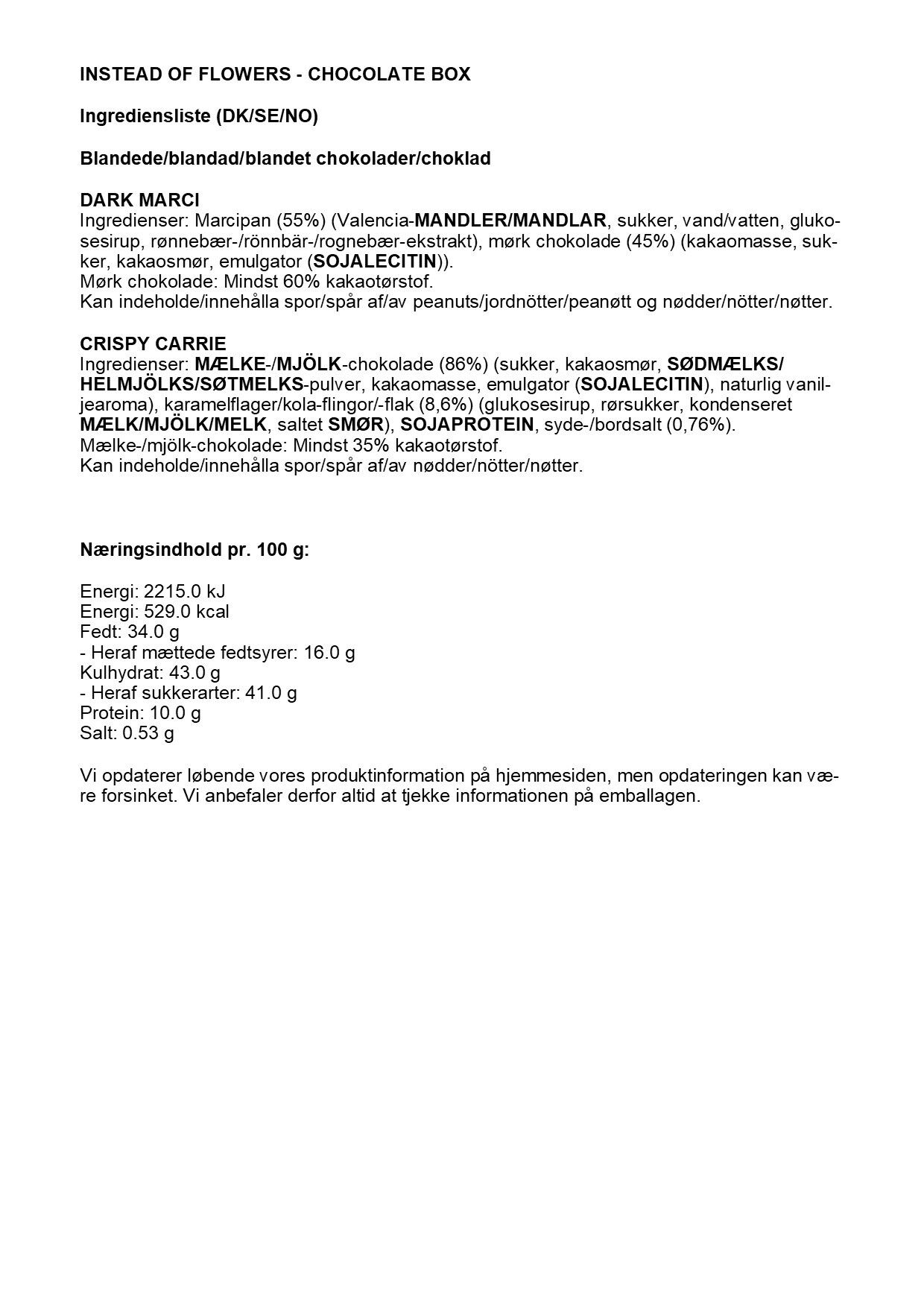 Simply&reg; INSTEAD OF FLOWERS chokolade&aelig;ske (180g)