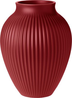 Knabstrup vase H 27 cm ripple soft cherry red