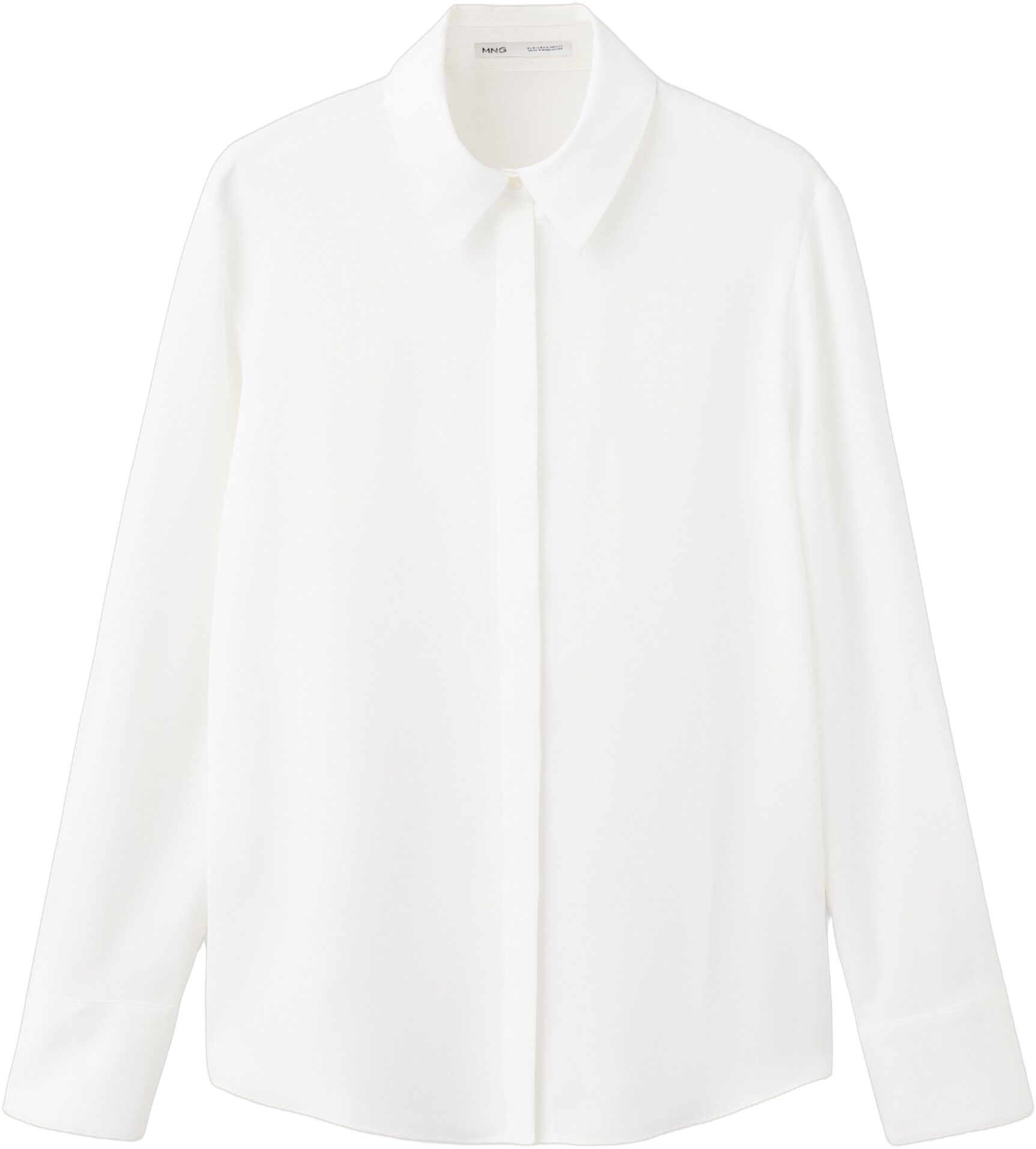 Fluid blouse with concealed buttons