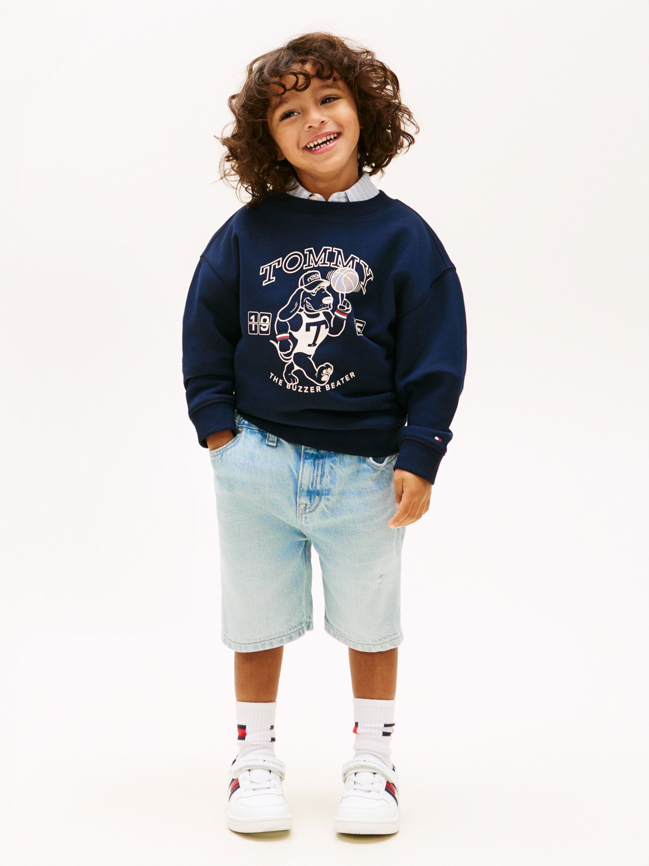 Distressed Straight Leg Denim Shorts