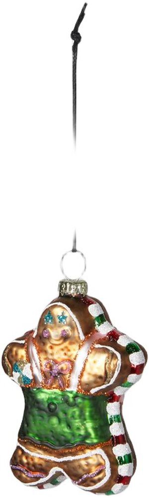 Julekugle kagemand 5x3,5x8cm glas