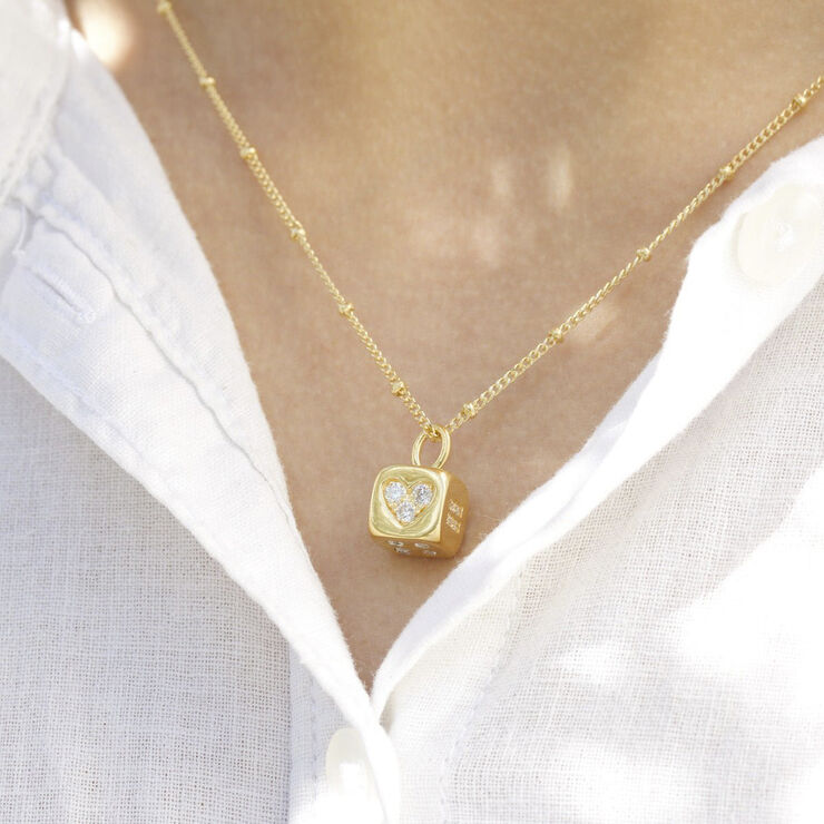 People Cube Necklace VERMEIL (925 Sterling silver gold plated 2. 5 mic