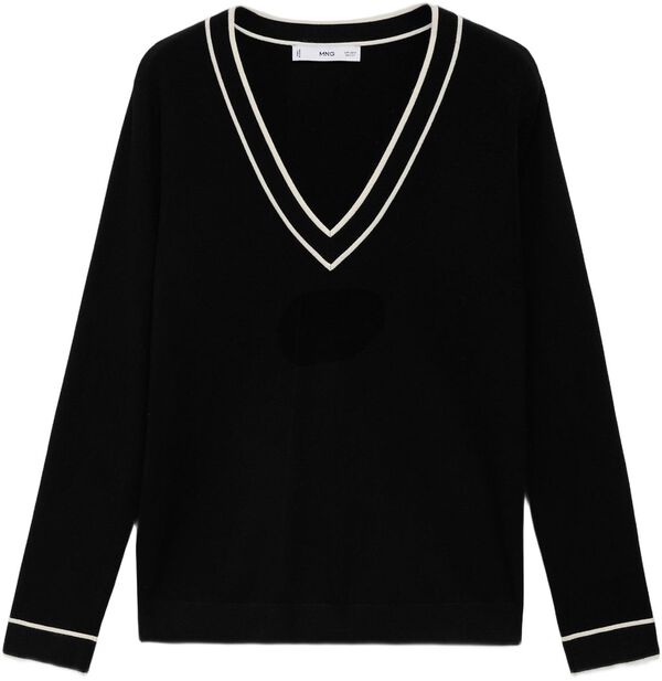 Contrasting V-neck sweater