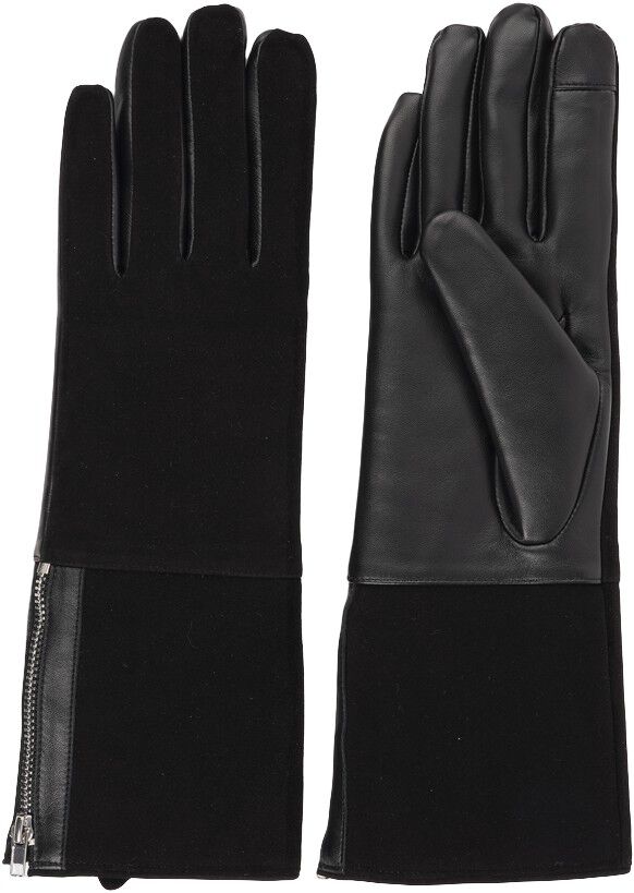 CREMONA - FEMININE ZIP LEATHER GLOVES W/ SHEARLING LINING