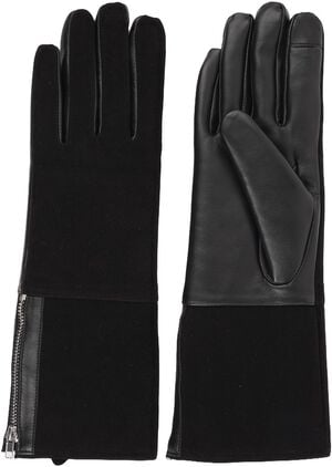 CREMONA - FEMININE ZIP LEATHER GLOVES W/ SHEARLING LINING