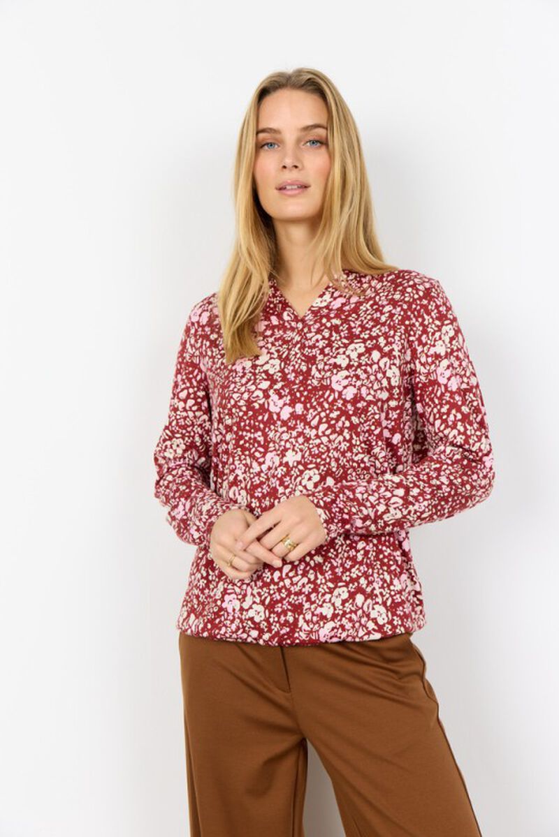 Sc-Felicity Aop 532 Bluse MøRk RøD