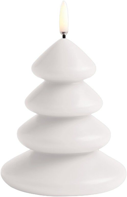 LED candle Christmas tree, Nordic white, Smooth, 11x13 cm