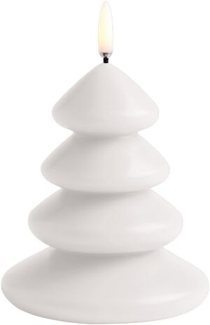 LED candle Christmas tree, Nordic white, Smooth, 11x13 cm