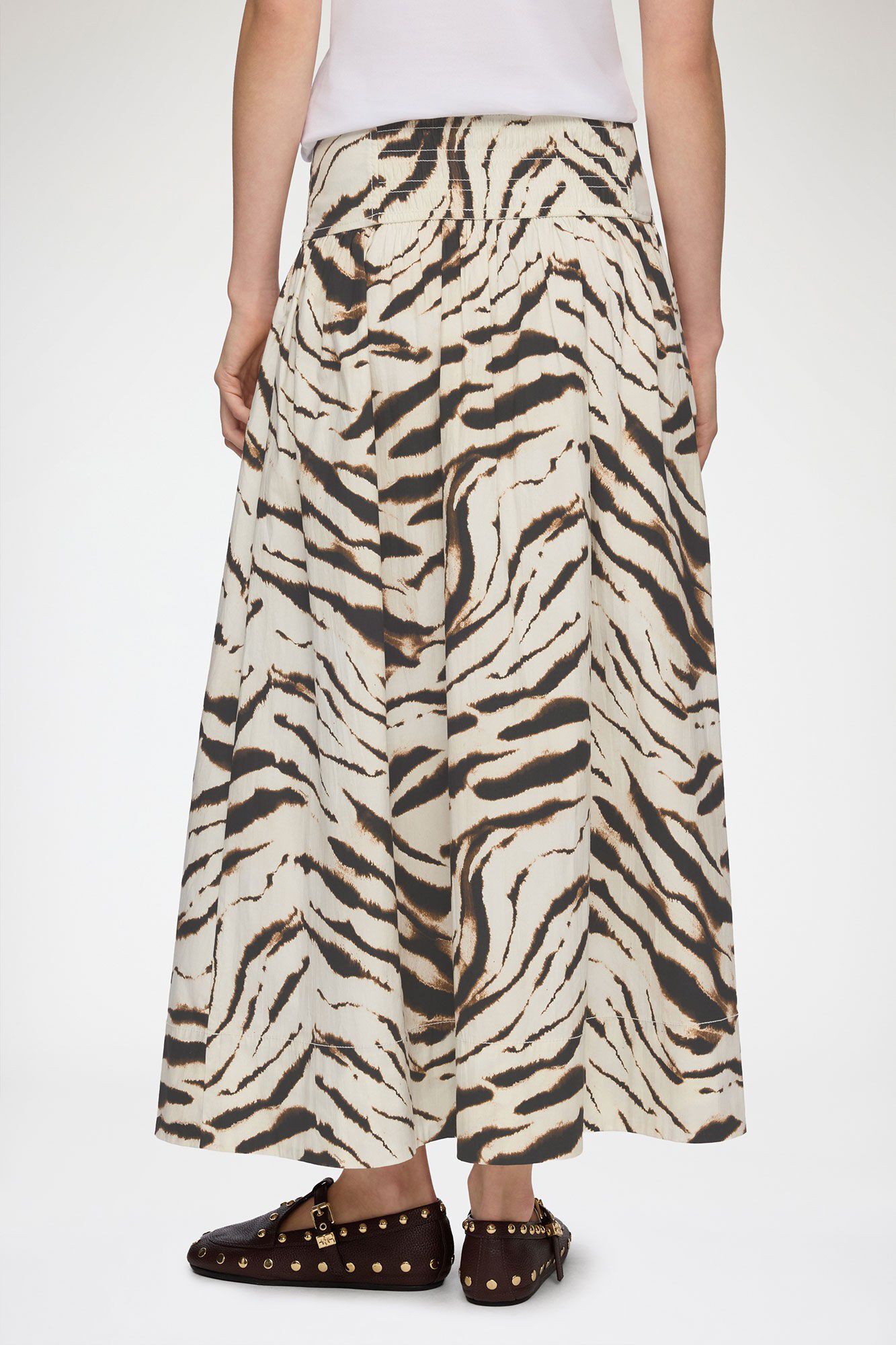 Printed Stretch Cotton Long Skirt