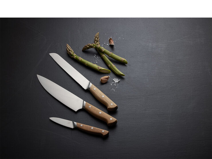 Knivsæt Foresta 3 dele Eg/Rustfrit stål