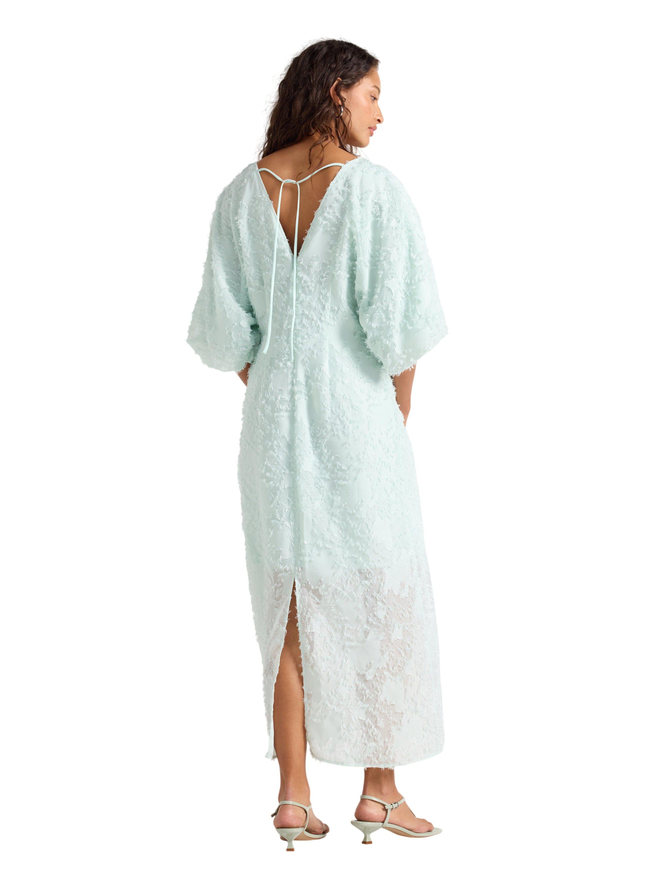 Woven midi dress with pattern and s